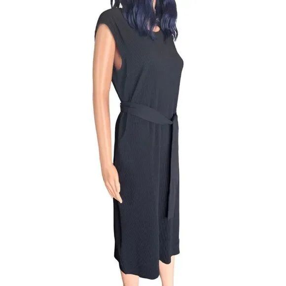 Maggy London Maeva Midi Dress Black Pleated Crepe Funeral Career Work 10 NWT - Picture 5 of 7